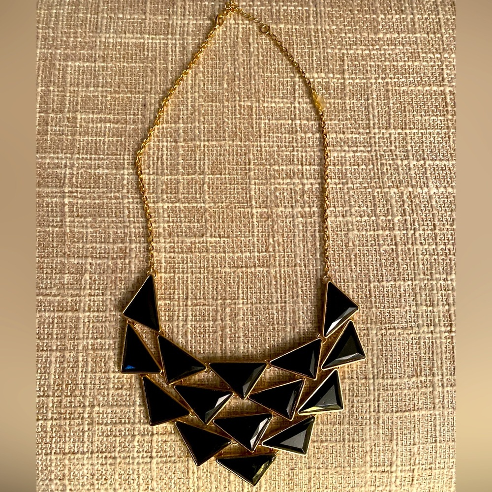Vintage Statement Elegant Black and Gold Geometric Necklace